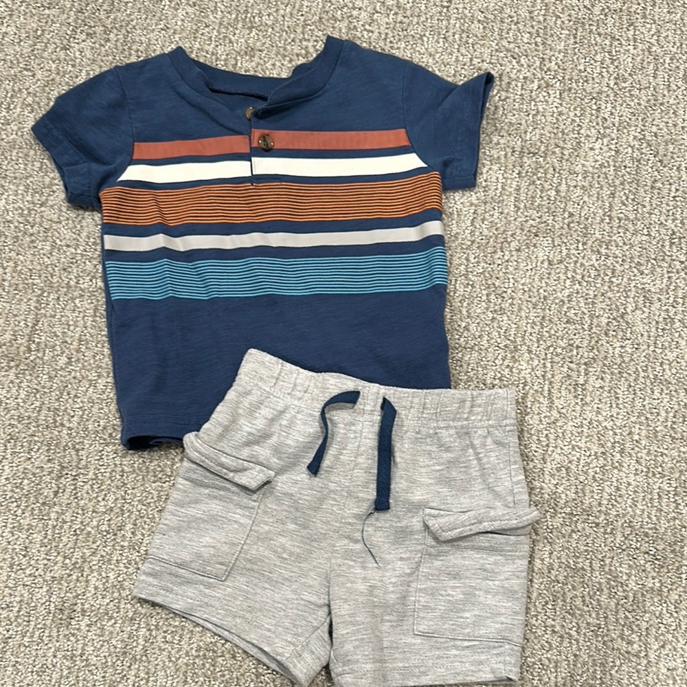 Striped Blue and Gray Toddler Outfit
